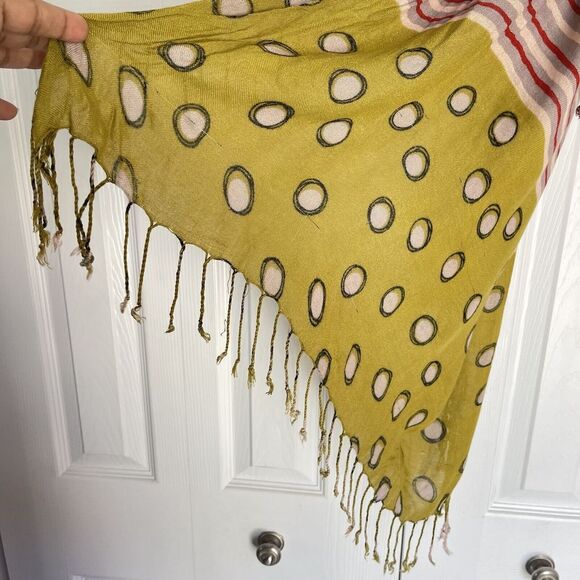 Women Viscose Fringed Scarf 68x26 In Multicolored - Picture 8 of 11